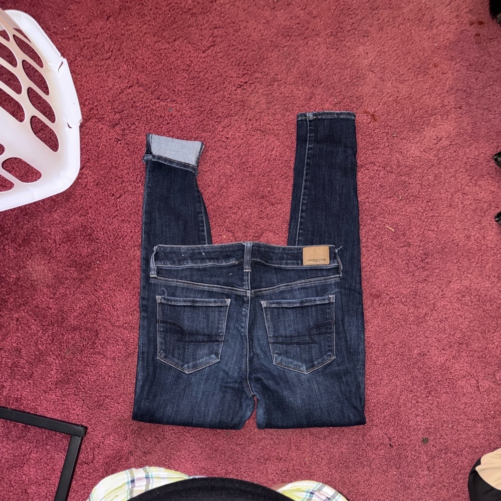 American Eagle Outfitters Dark Blue Skinny Jeans - Classic Back Pockets